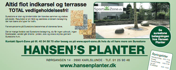 Se SureStone hos Hansens Planter i Karlslunde